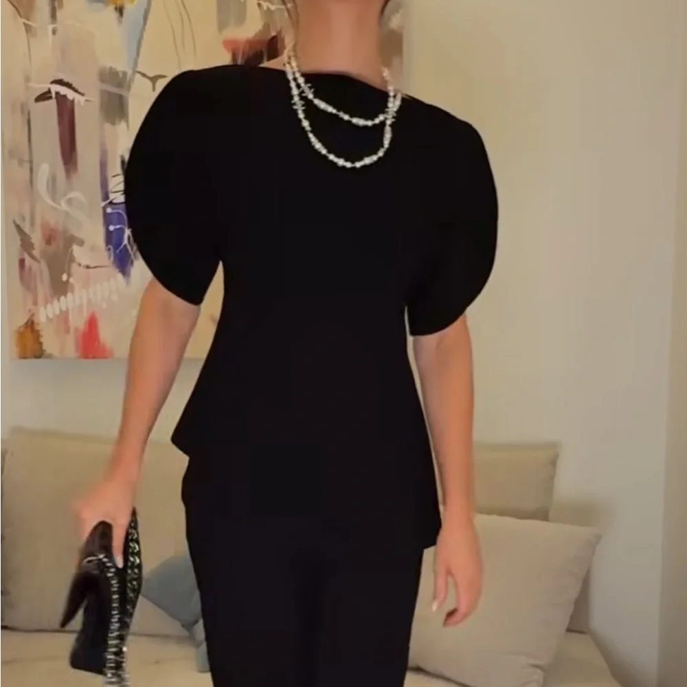 Zara Black Puff Sleeve Top - Picture 6 of 6